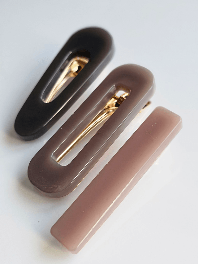 TRIO BARRETTES MARRONS 