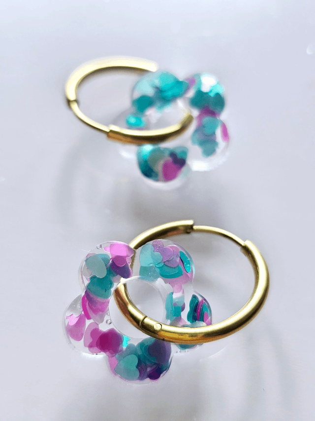 CREOLES EDEN COEURS VERTS ET MAUVES