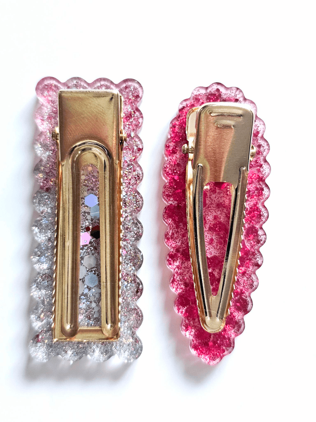 DUO BARRETTES ARGENT FUSCHIA 