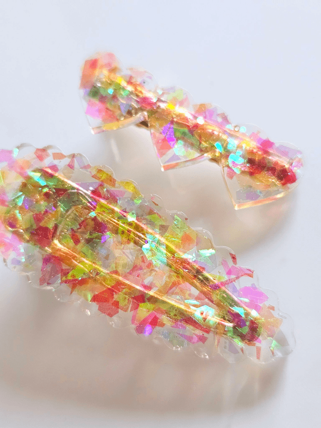 DUOS BARRETTES CONFETTIS FLUOS