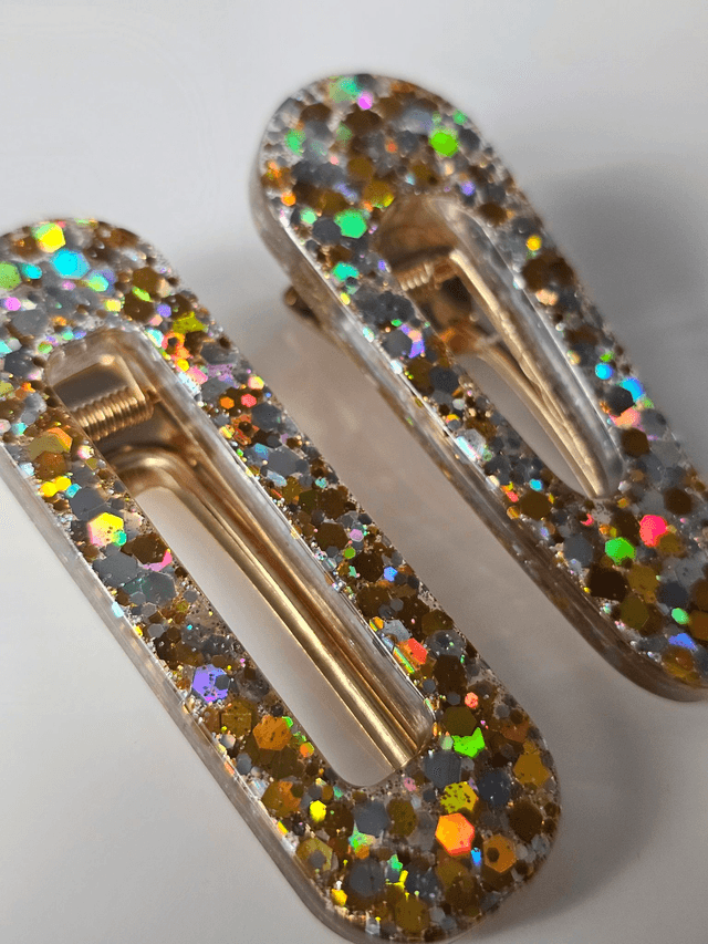 DUOS BARRETTES CONFETTIS OR & ARGENT