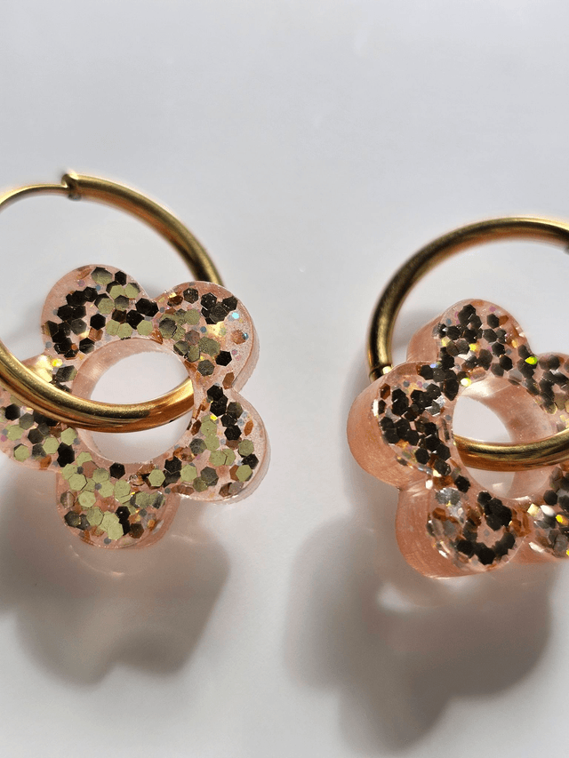 CREOLES ROSE DORÉ A PAILLETTES