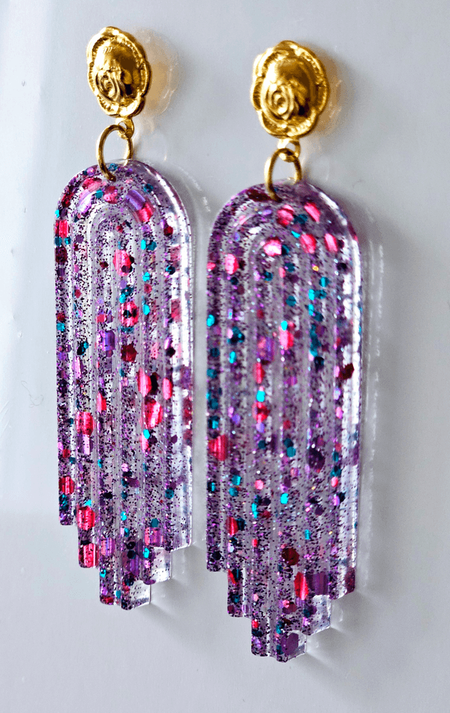 ARTY transparente aux paillettes violettes et fushias