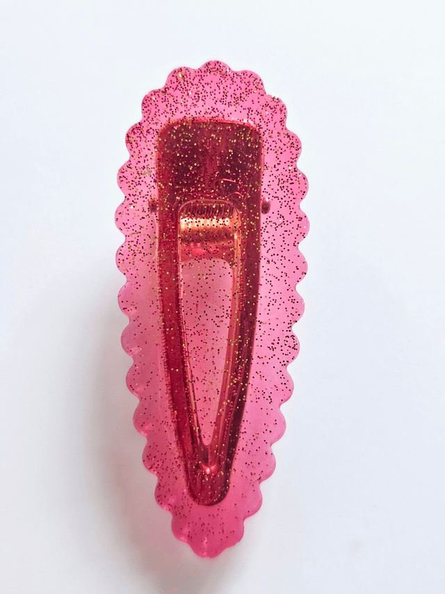 BARRETTE ROUGE TRANSPARENTE A PAILLETTES 