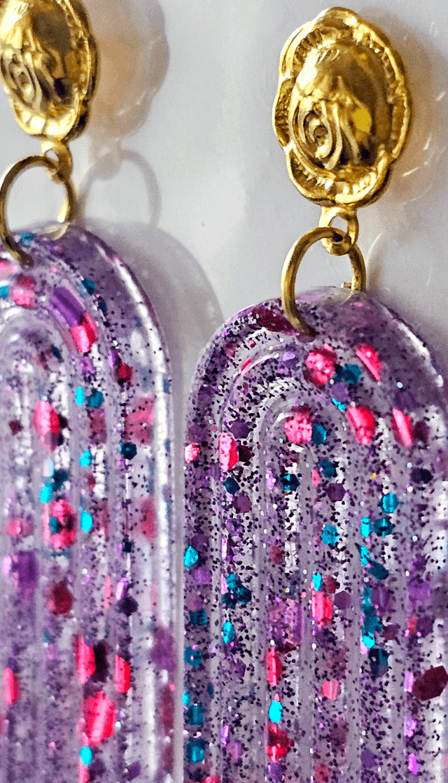 ARTY transparente aux paillettes violettes et fushias
