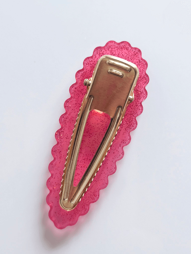 BARRETTE ROUGE TRANSPARENTE A PAILLETTES 
