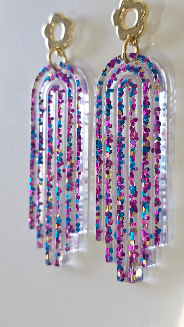 ARTY aux paillettes mauves, bleues & fushias 