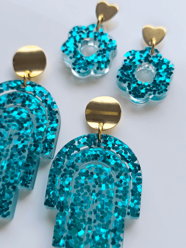 MIAMI & FLEURS EDEN A PAILLETTES BLEUES CANARD 