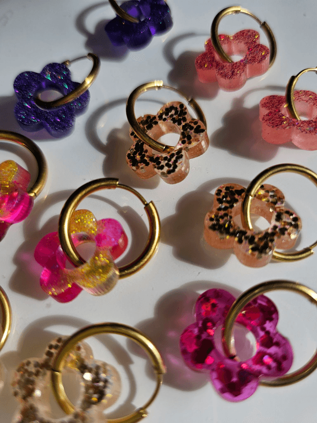CREOLES ROSE DORÉ A PAILLETTES