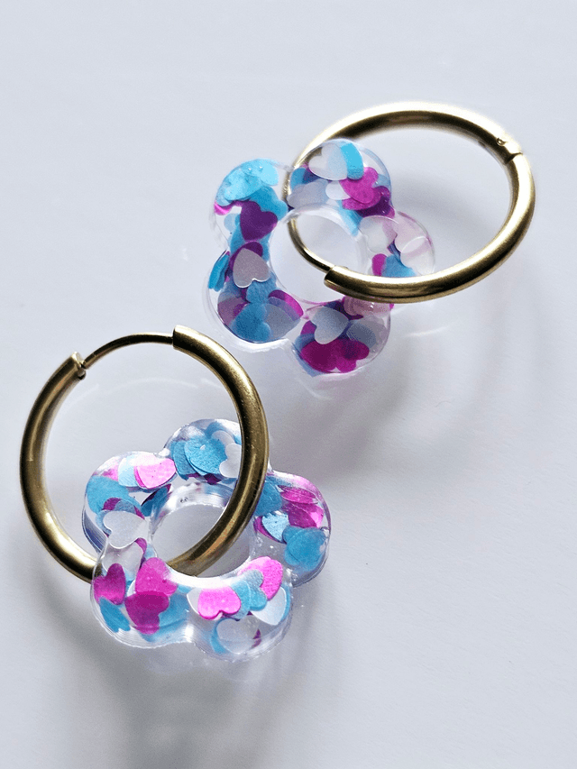 CREOLES EDEN COEURS BLEUS ET MAUVES