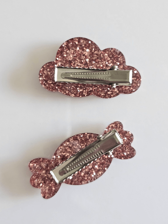 DUO BARRETTES BONBON & NUAGE VIEUX ROSE