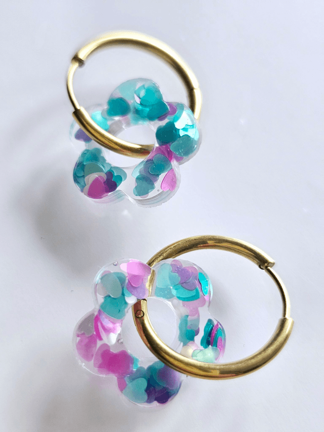 CREOLES EDEN COEURS VERTS ET MAUVES
