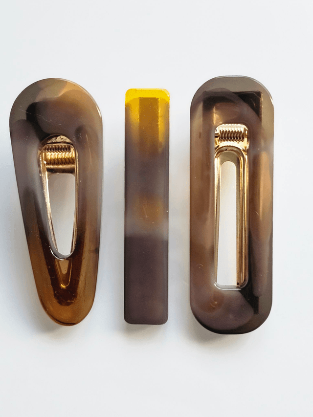 TRIO BARRETTES MARRONS 