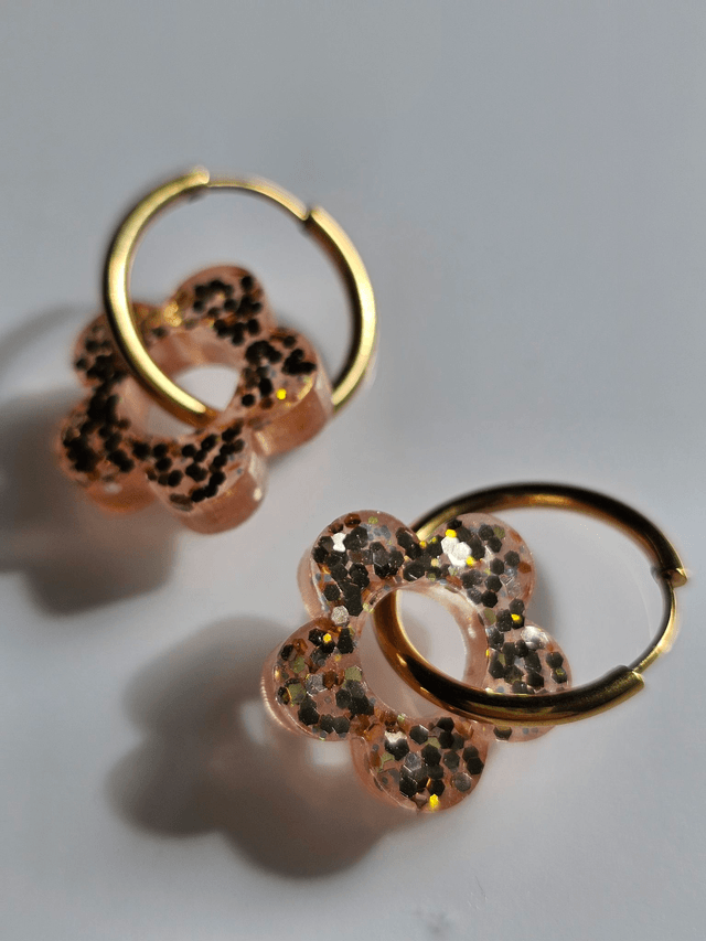 CREOLES ROSE DORÉ A PAILLETTES
