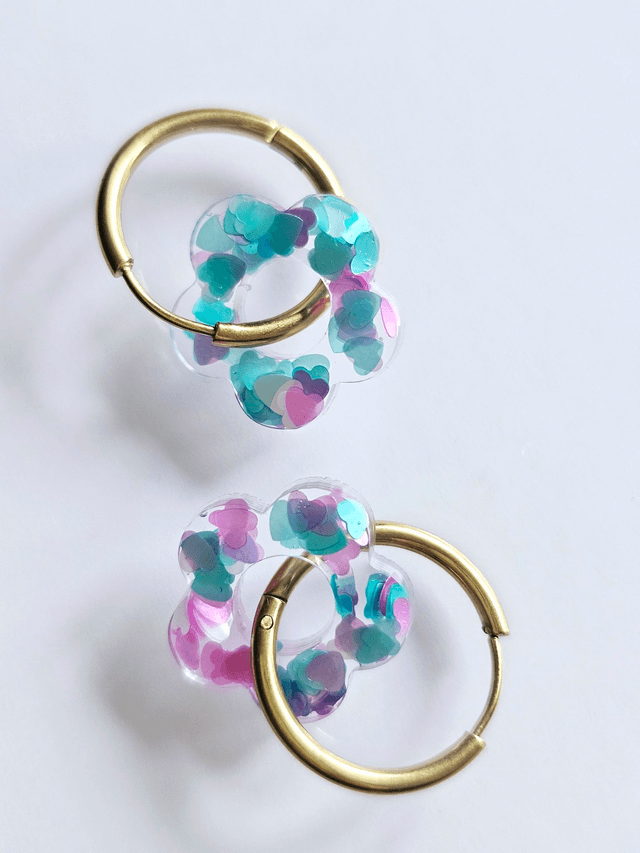 CREOLES EDEN COEURS VERTS ET MAUVES