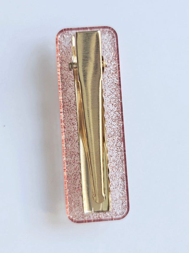 BARRETTE COEUR ROSE DORÉ À PAILLETTES 
