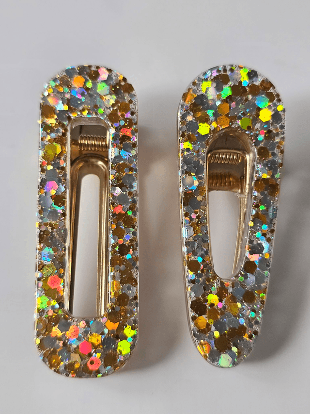 DUOS BARRETTES CONFETTIS OR & ARGENT