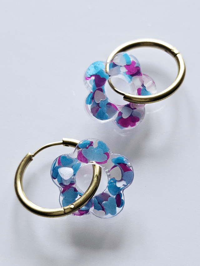 CREOLES EDEN COEURS BLEUS ET MAUVES