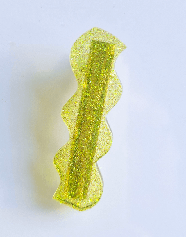 BARRETTE JAUNE FLUO PAILLETTE