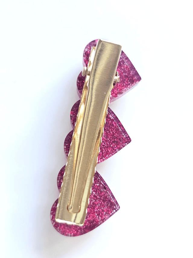 BARRETTE COEUR FUSCHIA PAILLETE