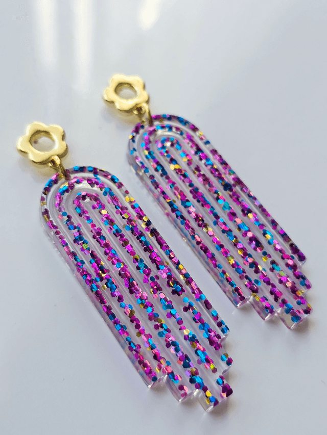 ARTY aux paillettes mauves, bleues & fushias 