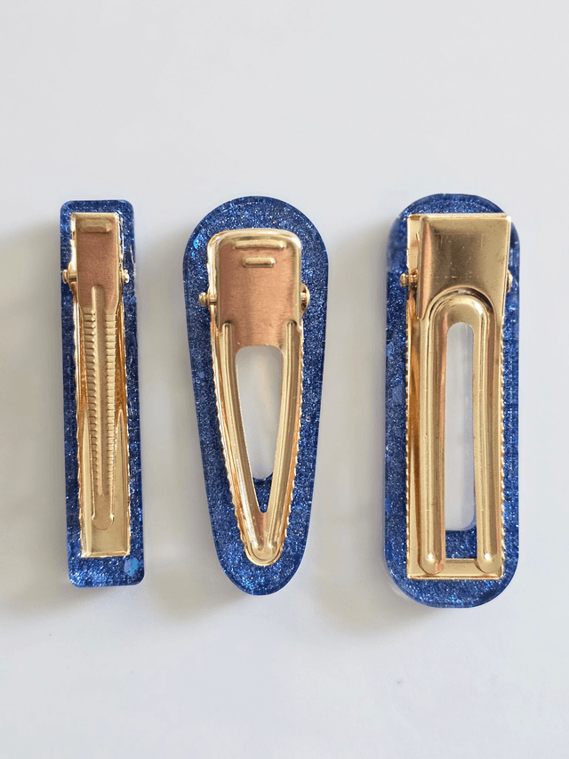 TRIO BARRETTES BLEUES