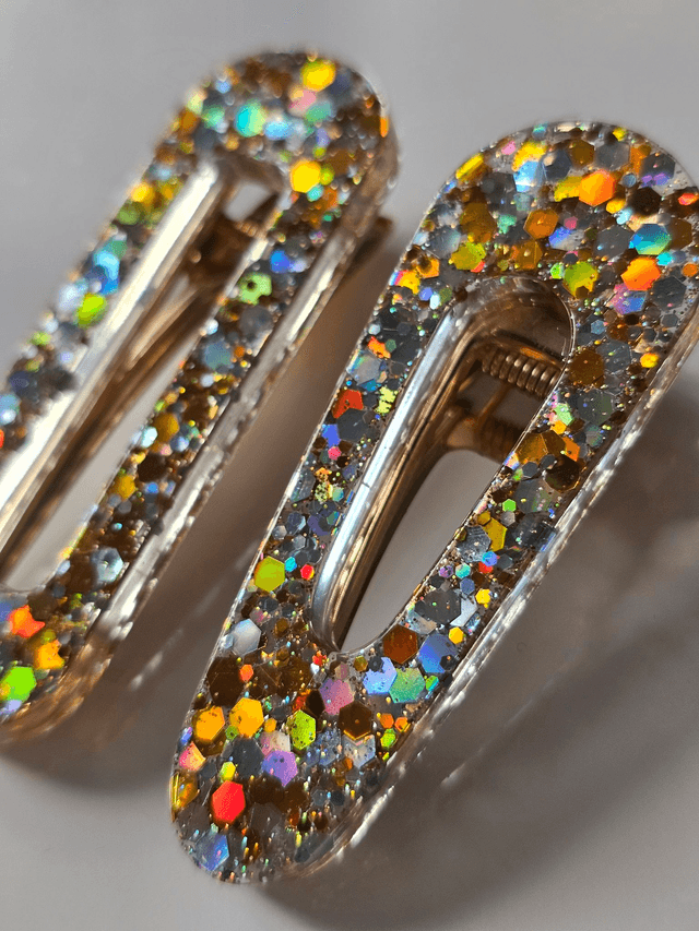 DUOS BARRETTES CONFETTIS OR &amp; ARGENT