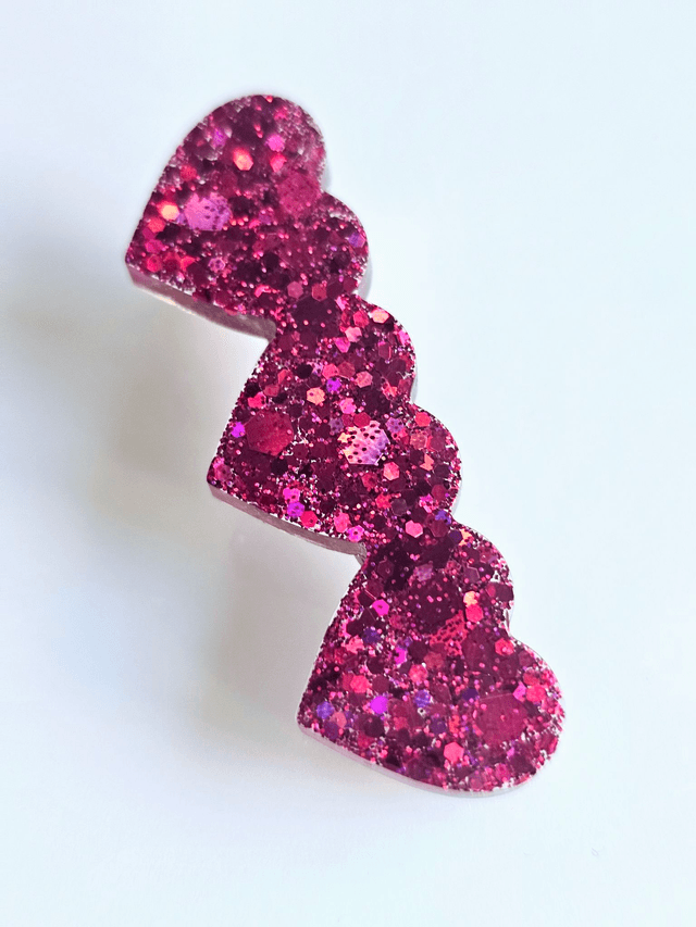 BARRETTE COEUR FUSCHIA PAILLETE