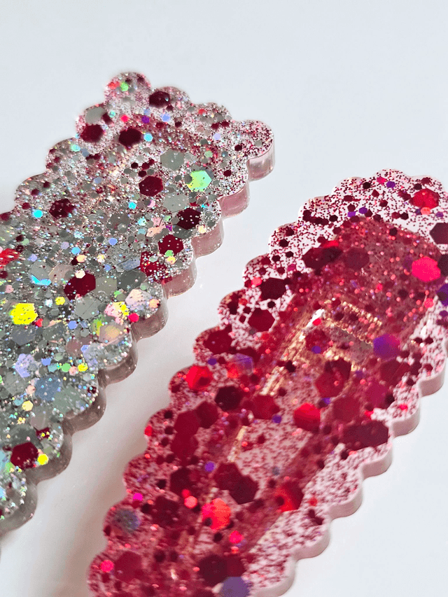 DUO BARRETTES ARGENT FUSCHIA 