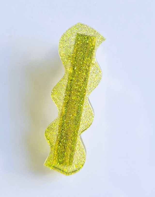 BARRETTE JAUNE FLUO PAILLETTE